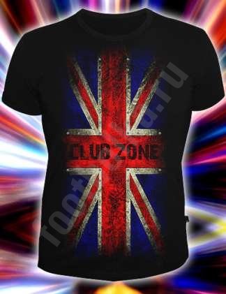 Клубная черная футболка с британским флагом и надписью "Club Zone ".